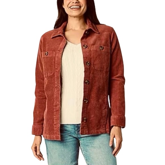 NEW St Johns Bay Corduroy Shirt Jacket Preppy Fall Long Sleeve Boyfriend Shacket - Picture 1 of 17
